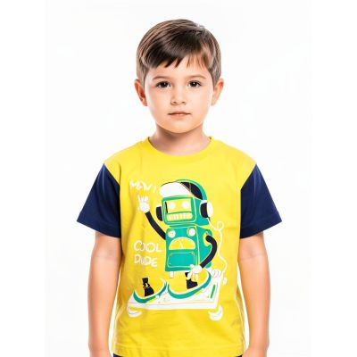 Urbnyard Kids Cool Dude Robot Graphic T-Shirt, Yellow