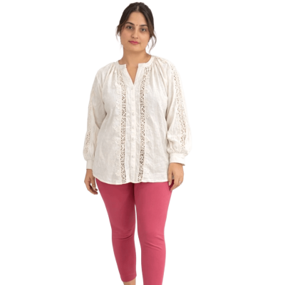 Urbnyard Elegant White Lace Detail Top, White