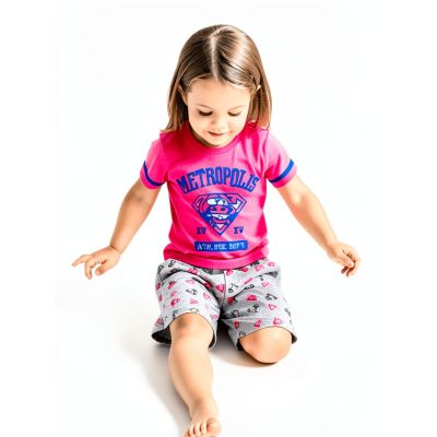 Urbnyard Girls Casual Co-ord Set – Metropolis Print T-Shirt & Shorts