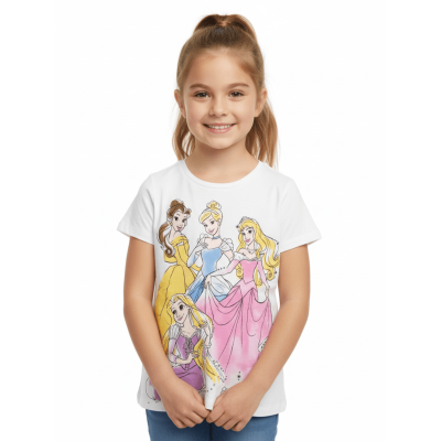 Urbnyard Girls Princess Print T-Shir, tWhite 
