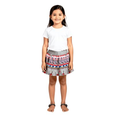 Urbnyard Girls Printed Mini Skirt Carnival Pattern, Grey