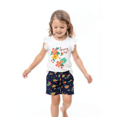 Urbnyard Girls Summer Co-ord Set – Floral Print T-Shirt & Shorts