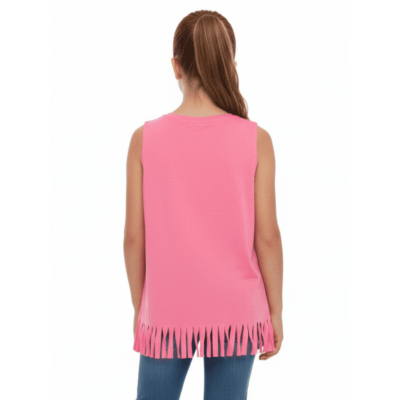 Urbnyrad Girls “Too Cool” Graphic Fringe Top, Pink 