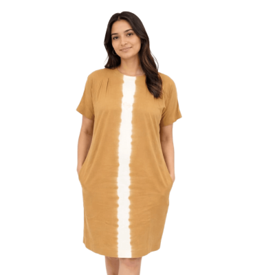 Golden Glow Tie-Dye Shift Dress, Brown