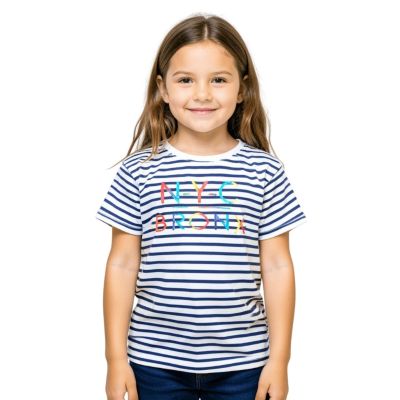 Urbnyard NYC Bronx Printed Kids T-Shirt, White & Navy 