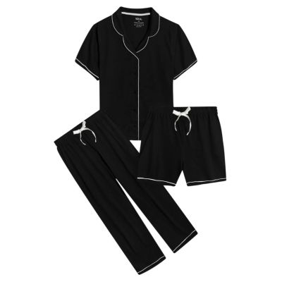 Urbnyard Ladies Sleepwear 3 Pc Set Black
