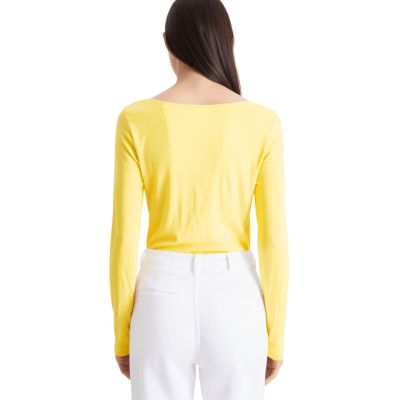 Urbnyard Ladies Slub Knit Long Sleeve T-Shirt, Yellow