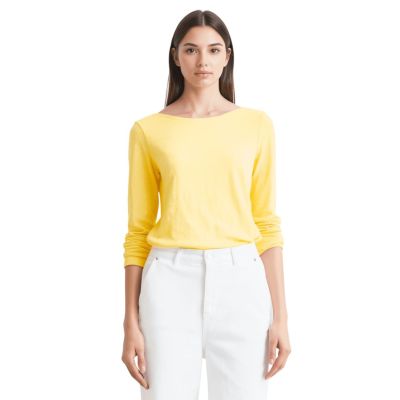 Urbnyard Ladies Slub Knit Long Sleeve T-Shirt, Yellow