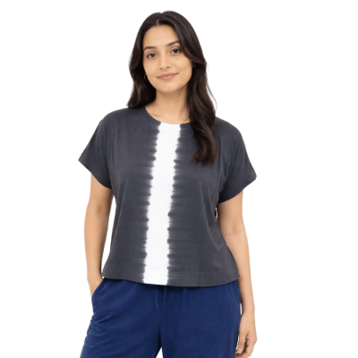 Urbnyard Midnight Stripe Tie-Dye Boxy Tee, Grey