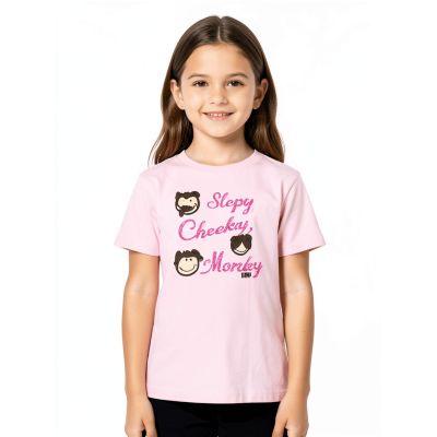 Urbnyard Sleepy Cheeky Monkey Graphic T-Shirt, Pink
