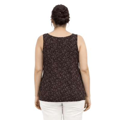 Urbnyard Women’s Henley-Style Floral Print Top, Brown