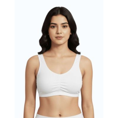 Urbnyard Women’s Seamless Ruched Bra Top, White