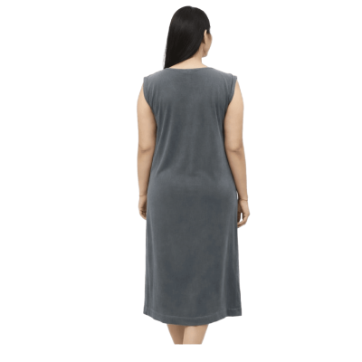 Urbnyard Women’s Solid Sleeveless Midi Dress, Grey 