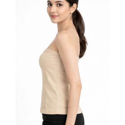 Urbnyard Women’s Solid Strapless Tube Top, Beige