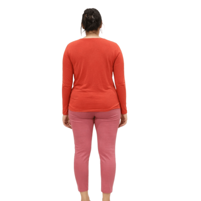 Urbnyard Women’s V-Neck Long Sleeve Tee, Red